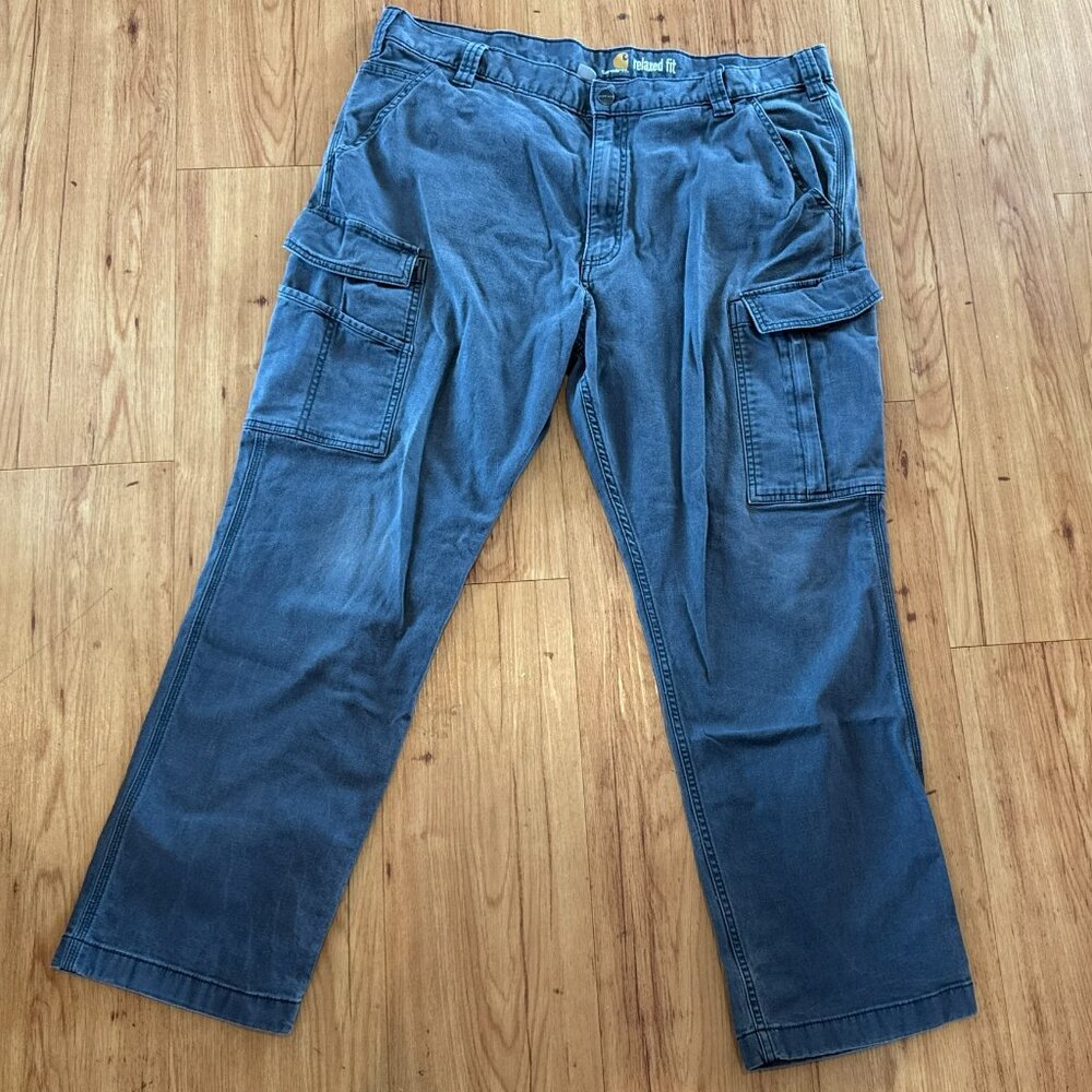 Carhartt Cargo Pants Men 40x30 (38x27) Gray Relaxed Fit Rugged Work Jeans